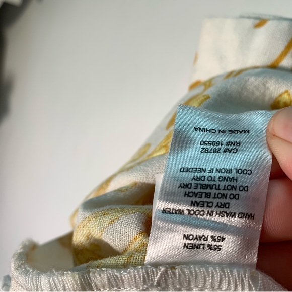 Maison d'Amelie Paris  shorts  Sz 10 linen blend  yellow white belt pleated - Picture 8 of 13